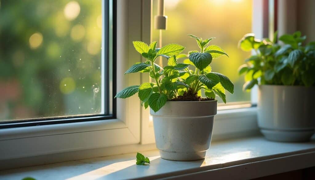 Les étapes pour réussir une bouture de menthe exposée à la lumière dans la cuisine